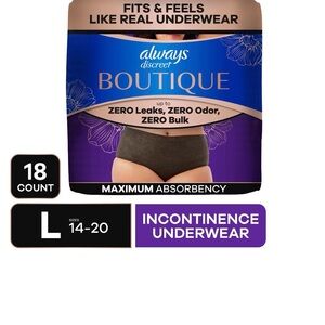 ALWAYS Discreet Boutique Incontinence Underwear. 18 count. 2 Packages!!